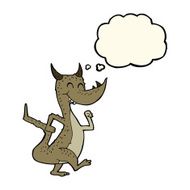 cartoon happy dragon with thought bubble N7