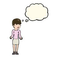 cartoon confused woman with thought bubble N62