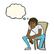 cartoon dejected man with thought bubble N6