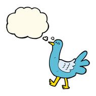 cartoon walking bird with thought bubble N13