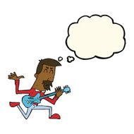cartoon man playing electric guitar with thought bubble N15