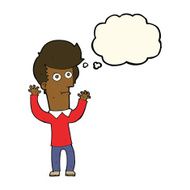 cartoon shocked man with thought bubble N81