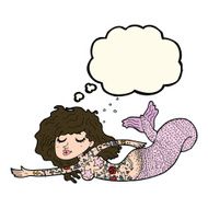 cartoon mermaid with tattoos thought bubble N7