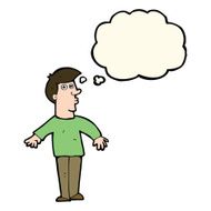 cartoon surprised man with thought bubble N85
