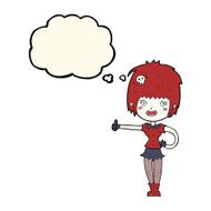 cartoon vampire girl giving thumbs up sign with thought bubble N16