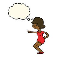 cartoon girl pointing with thought bubble N22