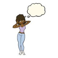cartoon pretty woman with thought bubble N186
