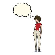 cartoon modern attractive woman with thought bubble N8