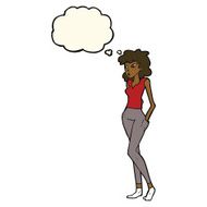 cartoon pretty woman with thought bubble N189