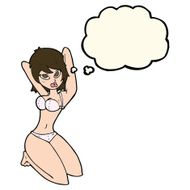 cartoon sexy woman posing with thought bubble N6