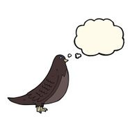 cartoon bird with thought bubble N183
