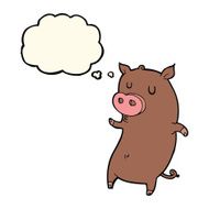 funny cartoon pig with thought bubble N4