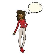 cartoon pretty woman with thought bubble N190