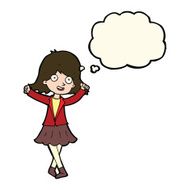 cartoon happy girl with thought bubble N61
