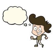 cartoon grinning man with thought bubble N69