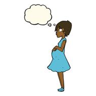 cartoon pregnant woman with thought bubble N12