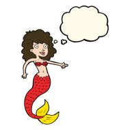 cartoon mermaid with thought bubble N45