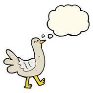 cartoon walking bird with thought bubble N14