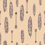 Feathers and arrows seamless pattern