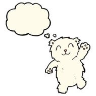cartoon waving polar bear with thought bubble N43