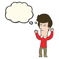 cartoon shocked man with thought bubble N82