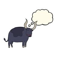 cartoon ox with thought bubble N6