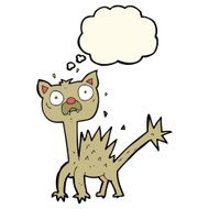 cartoon scared cat with thought bubble N4