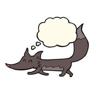 cartoon little wolf with thought bubble N11