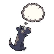 cartoon happy dog with thought bubble N61
