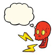 cartoon crazy skull with thought bubble N3