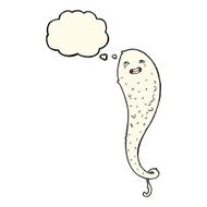 cartoon spooky ghost with thought bubble N36