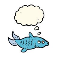 cartoon fish with thought bubble N60