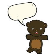 cartoon shocked black bear cub with thought bubble N3