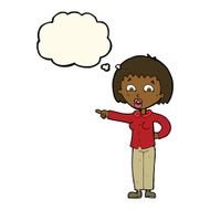 cartoon pointing woman with thought bubble N20