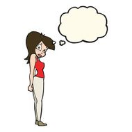 cartoon pretty woman with thought bubble N192