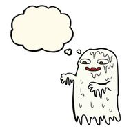 cartoon gross slime ghost with thought bubble N2