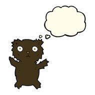 cartoon black bear with thought bubble N48