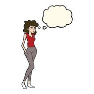 cartoon pretty woman with thought bubble N194