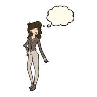 cartoon pretty woman with thought bubble N195