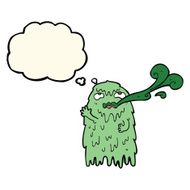 gross cartoon ghost with thought bubble N8
