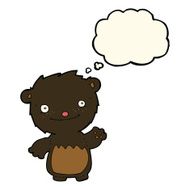 cartoon waving black bear cub with thought bubble N33