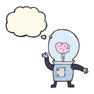 cartoon robot cyborg with thought bubble N5