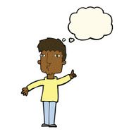 cartoon man raising point with thought bubble N7