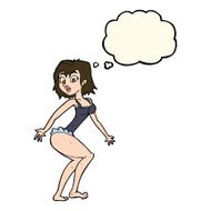 cartoon woman in lingerie with thought bubble N37
