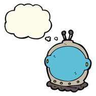 cartoon astronaut helmet with thought bubble N16