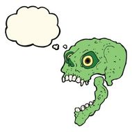 cartoon scary skull with thought bubble N18