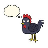 cartoon chicken with thought bubble N14