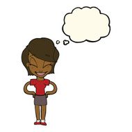 cartoon woman with hands on hips thought bubble N163