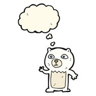 cartoon waving polar bear cub with thought bubble N31
