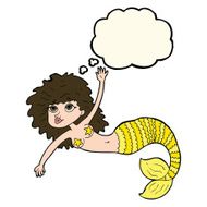 cartoon pretty mermaid with thought bubble N29